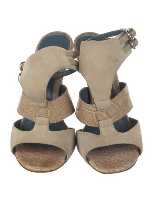 Sergio Rossi Suede Animal Print Slingback Sandals