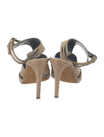 Sergio Rossi Suede Animal Print Slingback Sandals