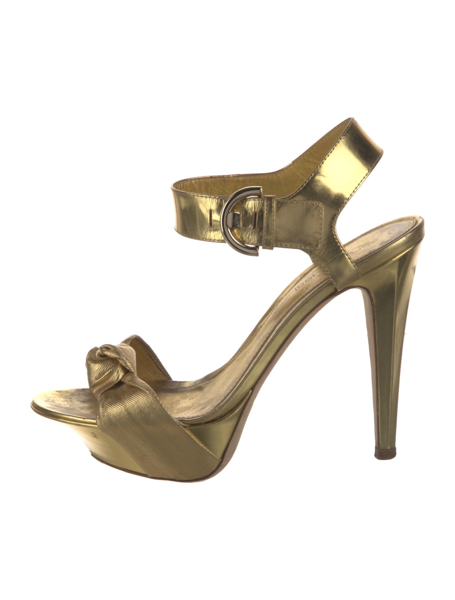 Sergio Rossi Satin T-Strap Sandals