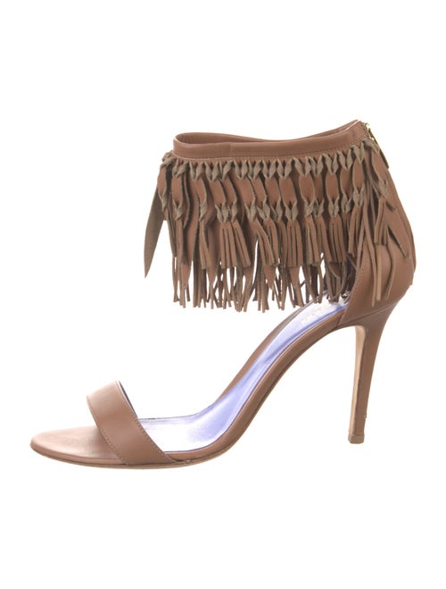 Sergio Rossi Leather Fringe Trim Accent Sandals