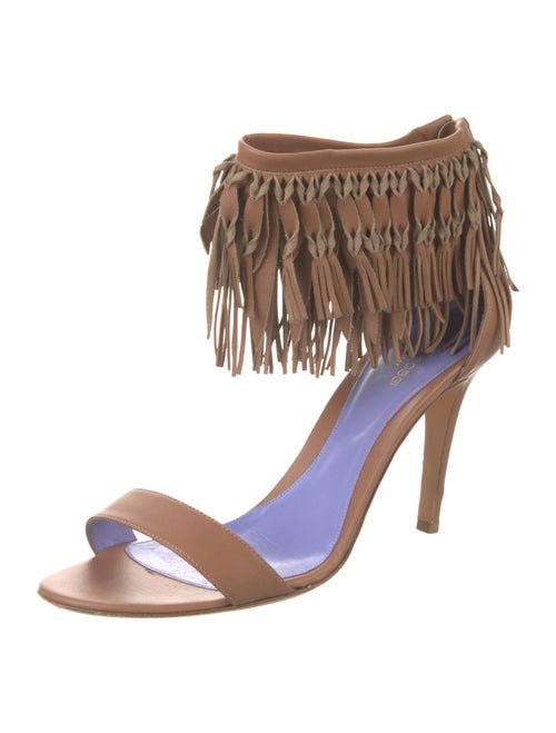 Sergio Rossi Leather Fringe Trim Accent Sandals