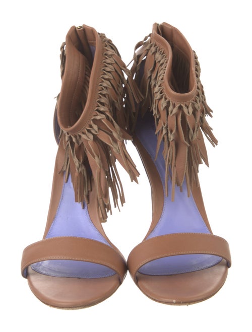Sergio Rossi Leather Fringe Trim Accent Sandals