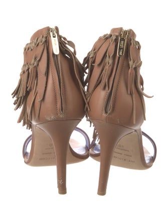 Sergio Rossi Leather Fringe Trim Accent Sandals