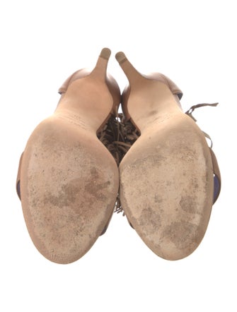 Sergio Rossi Leather Fringe Trim Accent Sandals