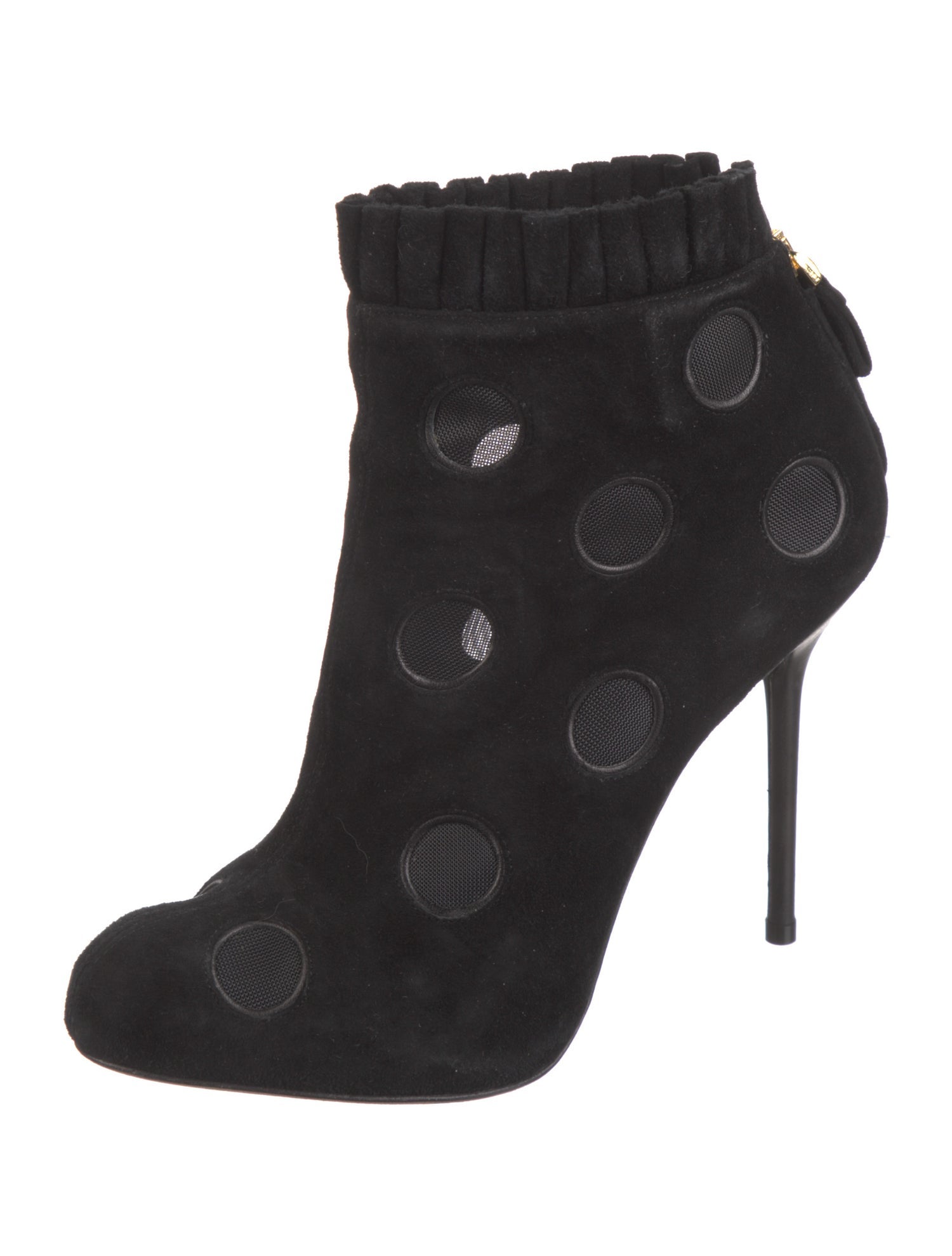 Sergio Rossi Suede Mesh Accents Lace-Up Boots