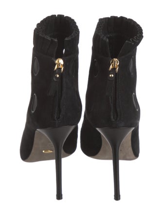 Sergio Rossi Suede Mesh Accents Lace-Up Boots