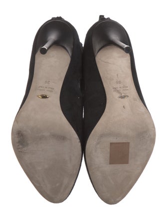 Sergio Rossi Suede Mesh Accents Lace-Up Boots