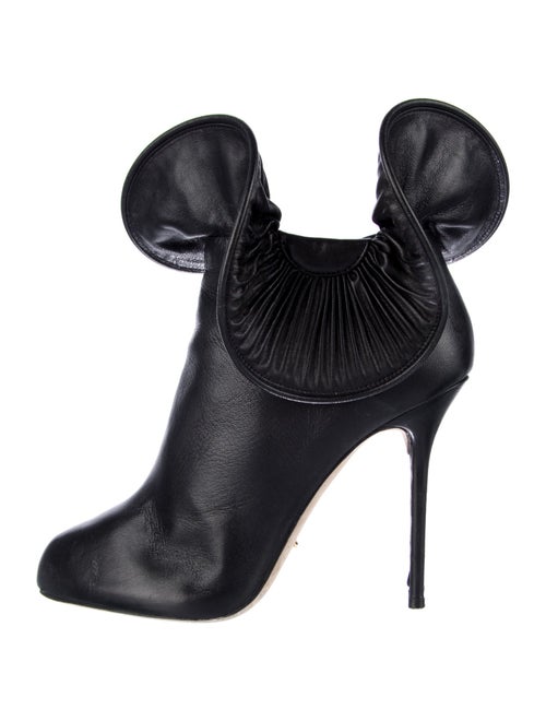 Sergio Rossi Leather Ruffle Embellishment Lace-Up Boots