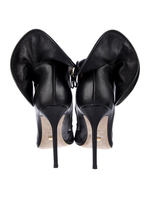 Sergio Rossi Leather Ruffle Embellishment Lace-Up Boots