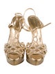 Sergio Rossi Leather Crystal Embellishments T-Strap Sandals