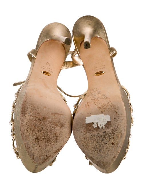 Sergio Rossi Leather Crystal Embellishments T-Strap Sandals