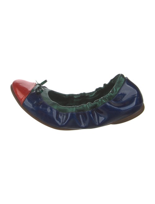 Sergio Rossi Patent Leather Colorblock Pattern Ballet Flats