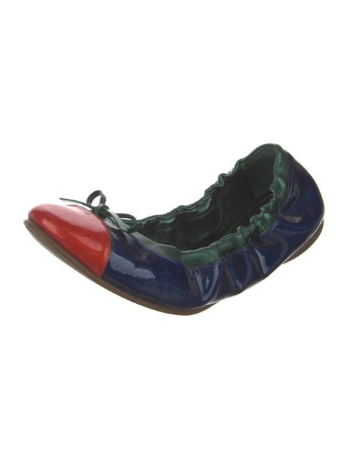 Sergio Rossi Patent Leather Colorblock Pattern Ballet Flats