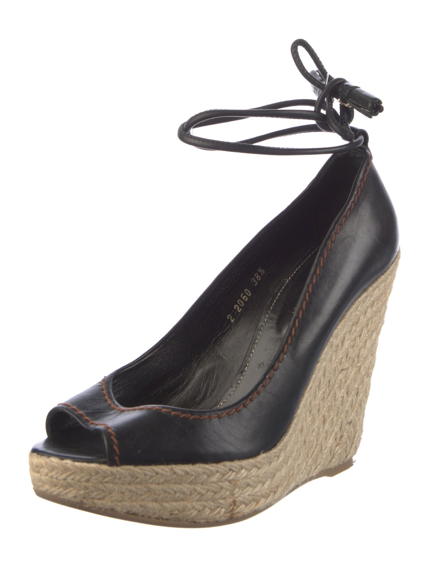 Sergio Rossi Leather Leather Trim Embellishment Espadrilles