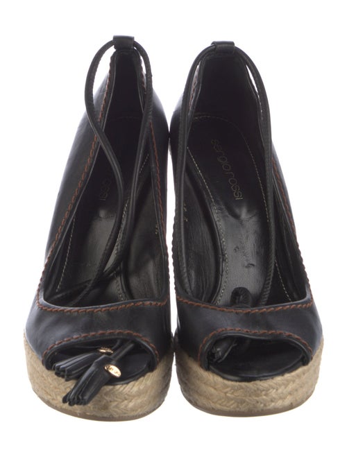 Sergio Rossi Leather Leather Trim Embellishment Espadrilles