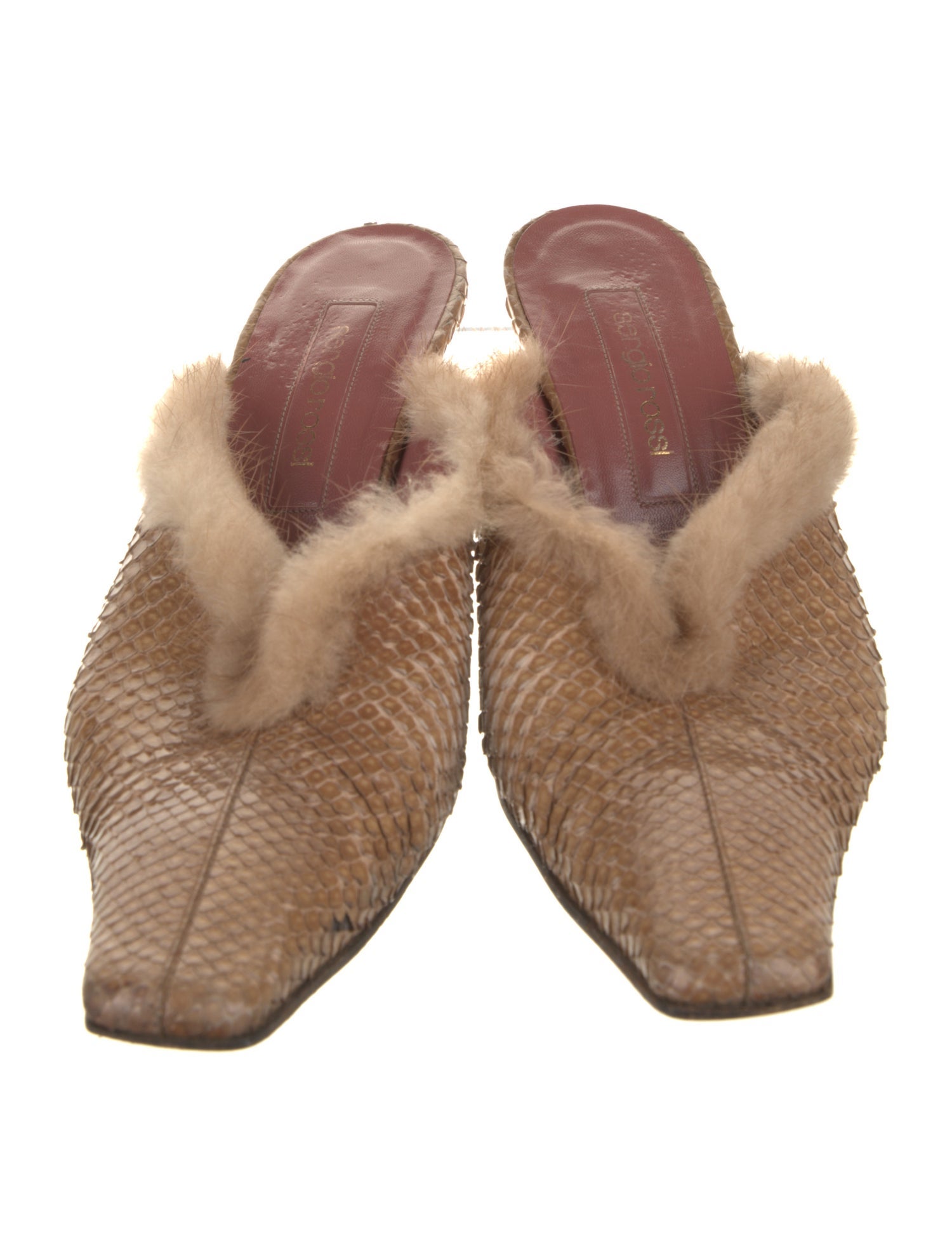 Sergio Rossi Snakeskin Animal Print Mules