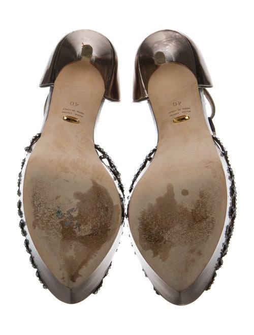 Sergio Rossi Patent Leather Crystal Embellishments T-Strap Pumps