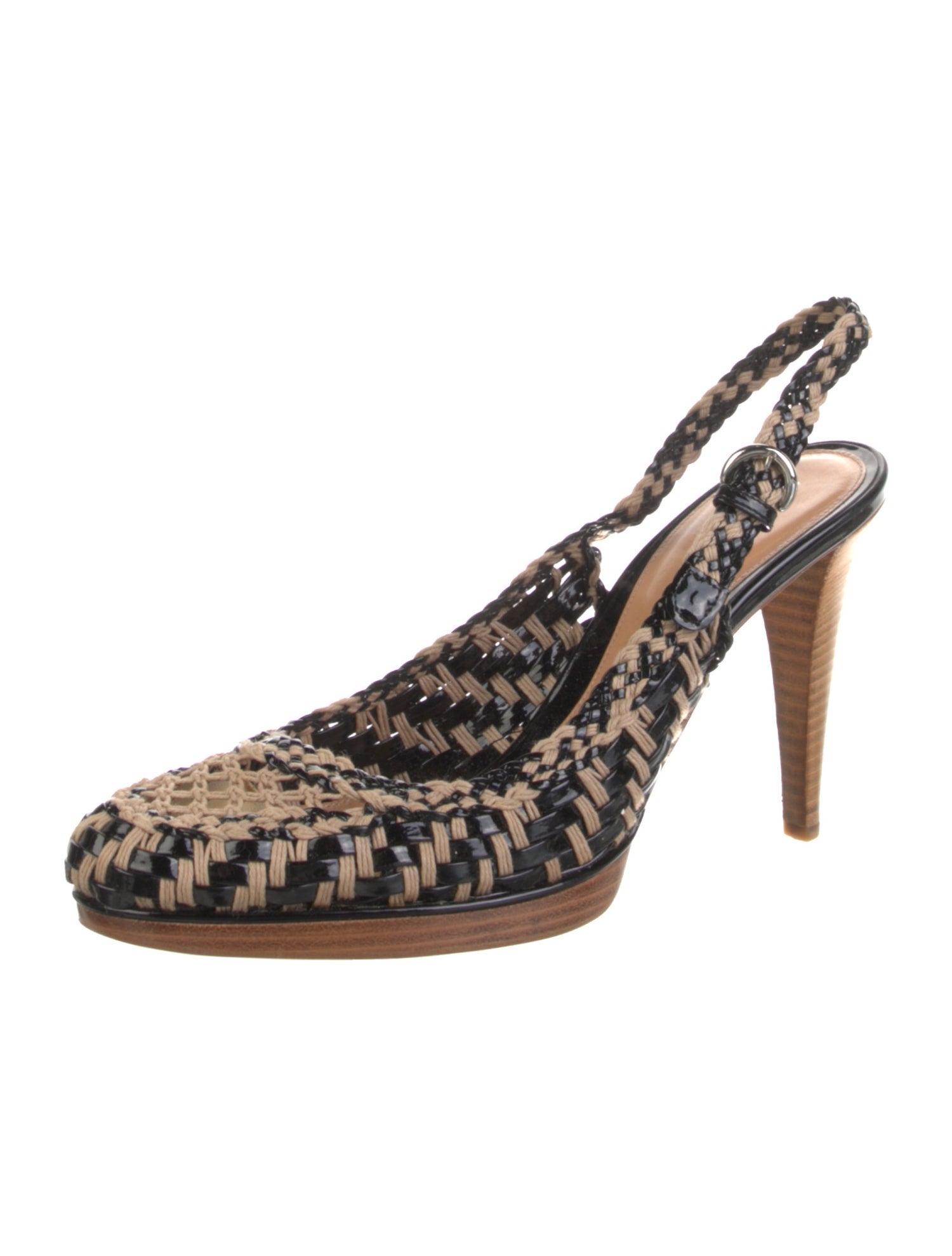 Sergio Rossi Patent Leather Printed Slingback Pumps