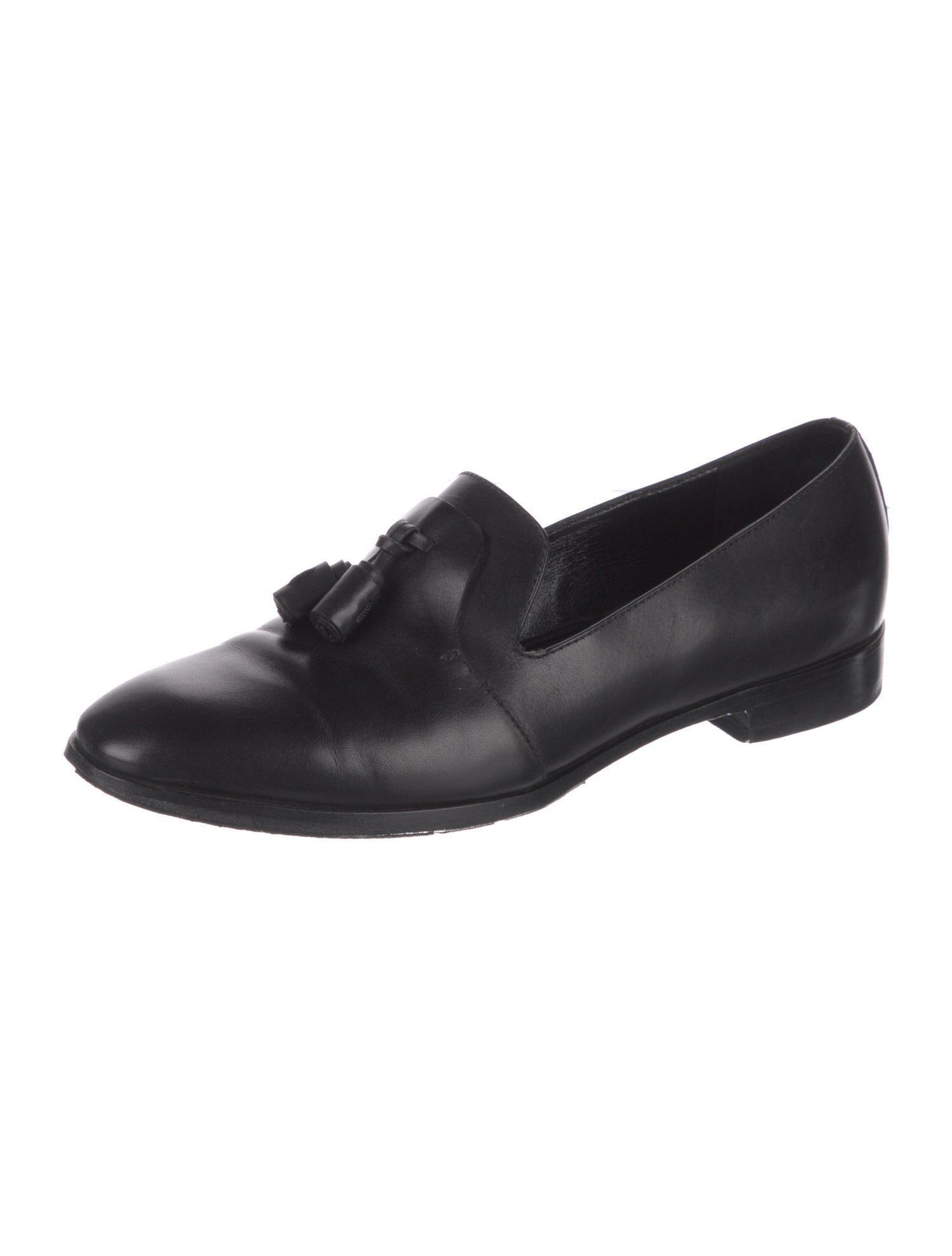 Sergio Rossi Leather Tassel Accents Loafers