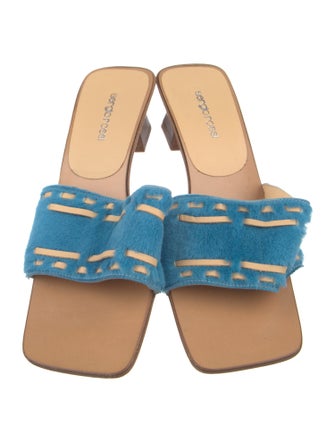 Sergio Rossi Ponyhair Striped Slides