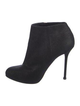 Sergio Rossi Leather Floral Print Boots