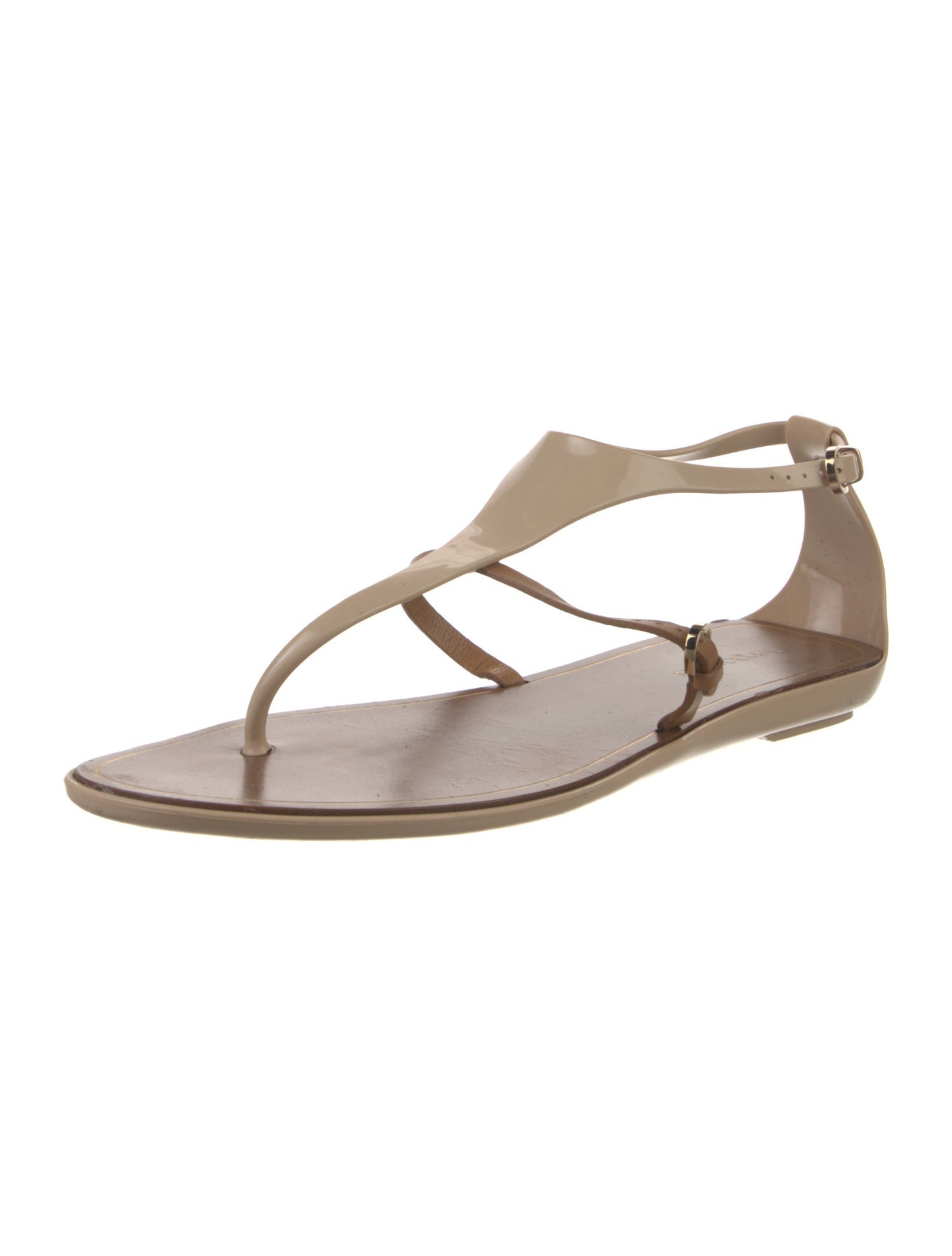 Sergio Rossi Rubber T-Strap Sandals