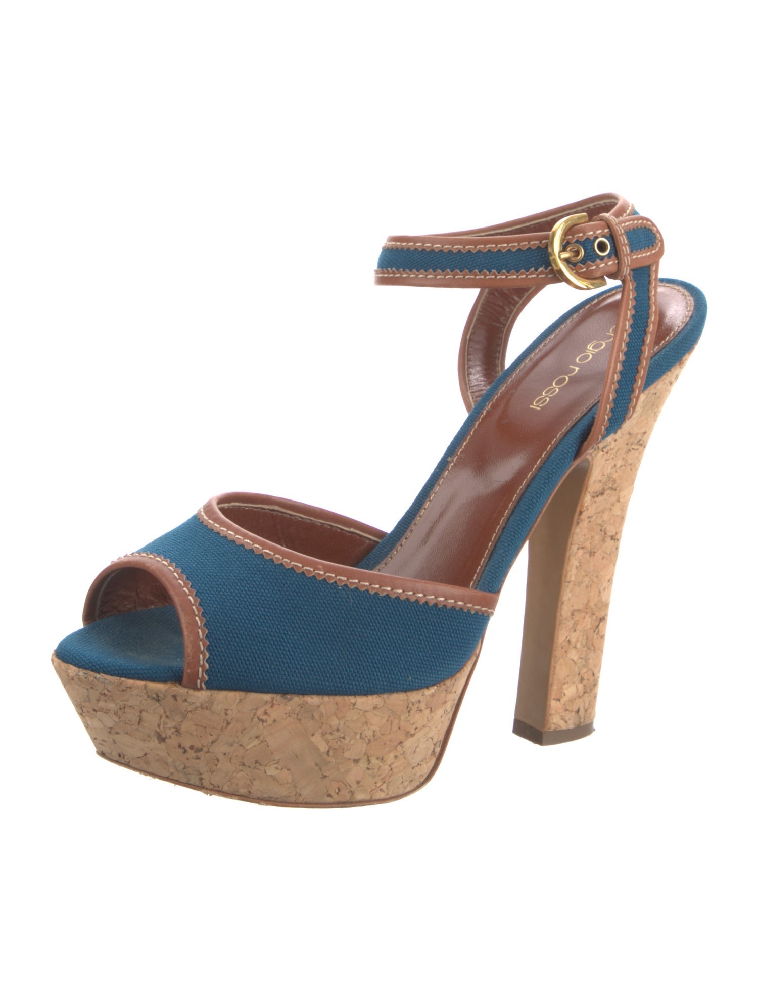 Sergio Rossi Canvas Colorblock Pattern Slingback Pumps