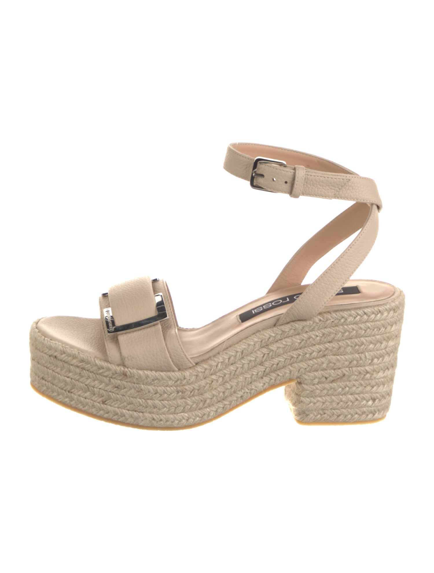 Sergio Rossi Leather Braided Accents Espadrilles
