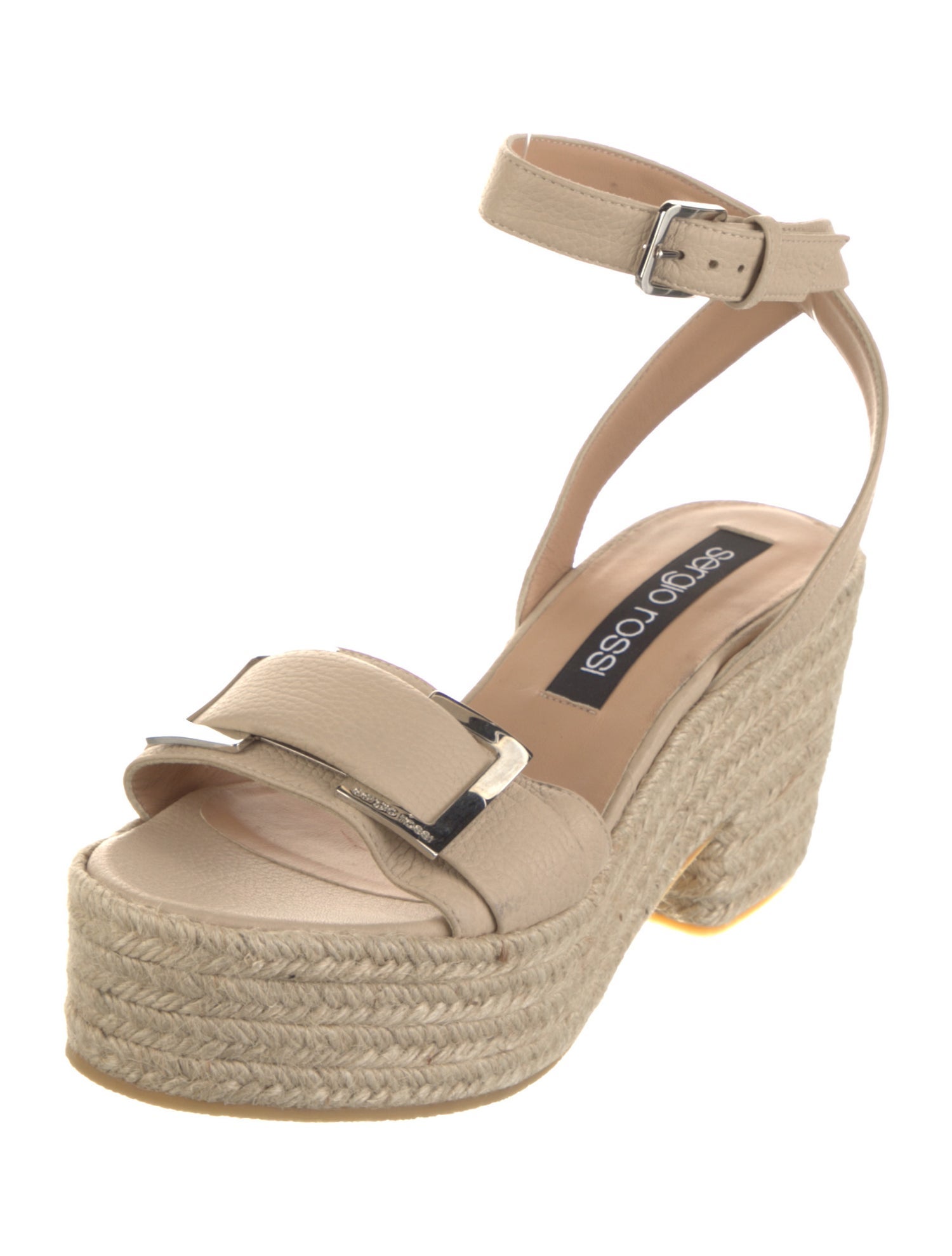 Sergio Rossi Leather Braided Accents Espadrilles