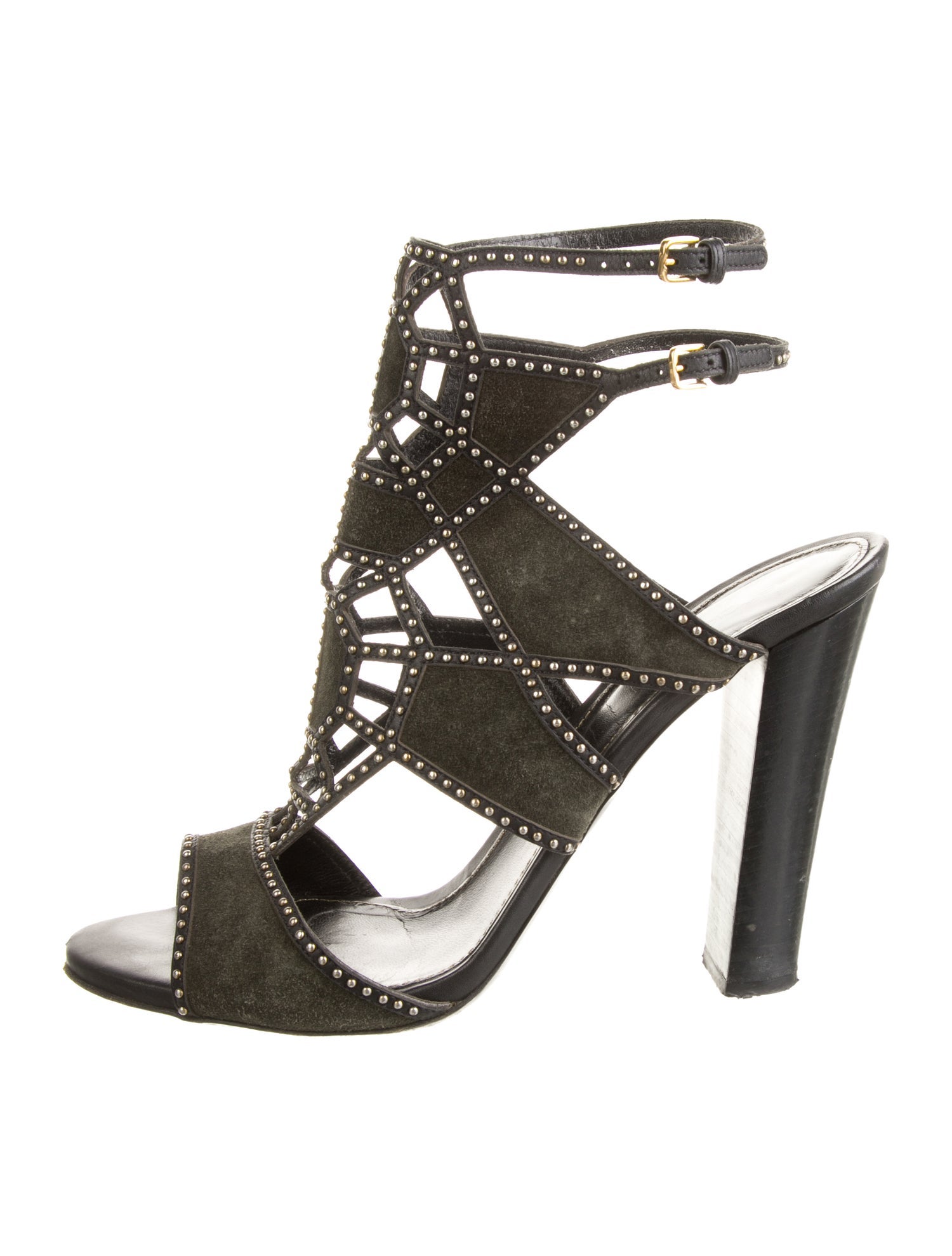 Sergio Rossi Suede Studded Accents T-Strap Pumps