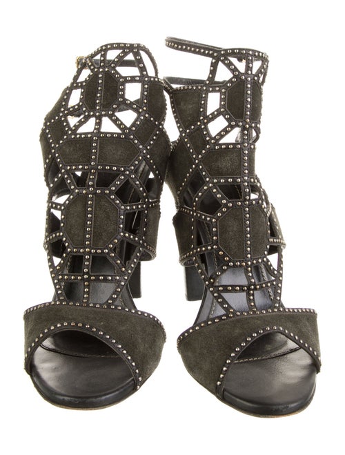 Sergio Rossi Suede Studded Accents T-Strap Pumps