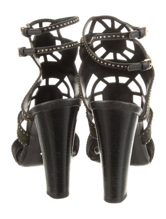 Sergio Rossi Suede Studded Accents T-Strap Pumps