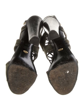 Sergio Rossi Suede Studded Accents T-Strap Pumps