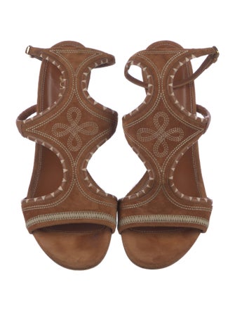 Sergio Rossi Suede Embroidered Accent Sandals