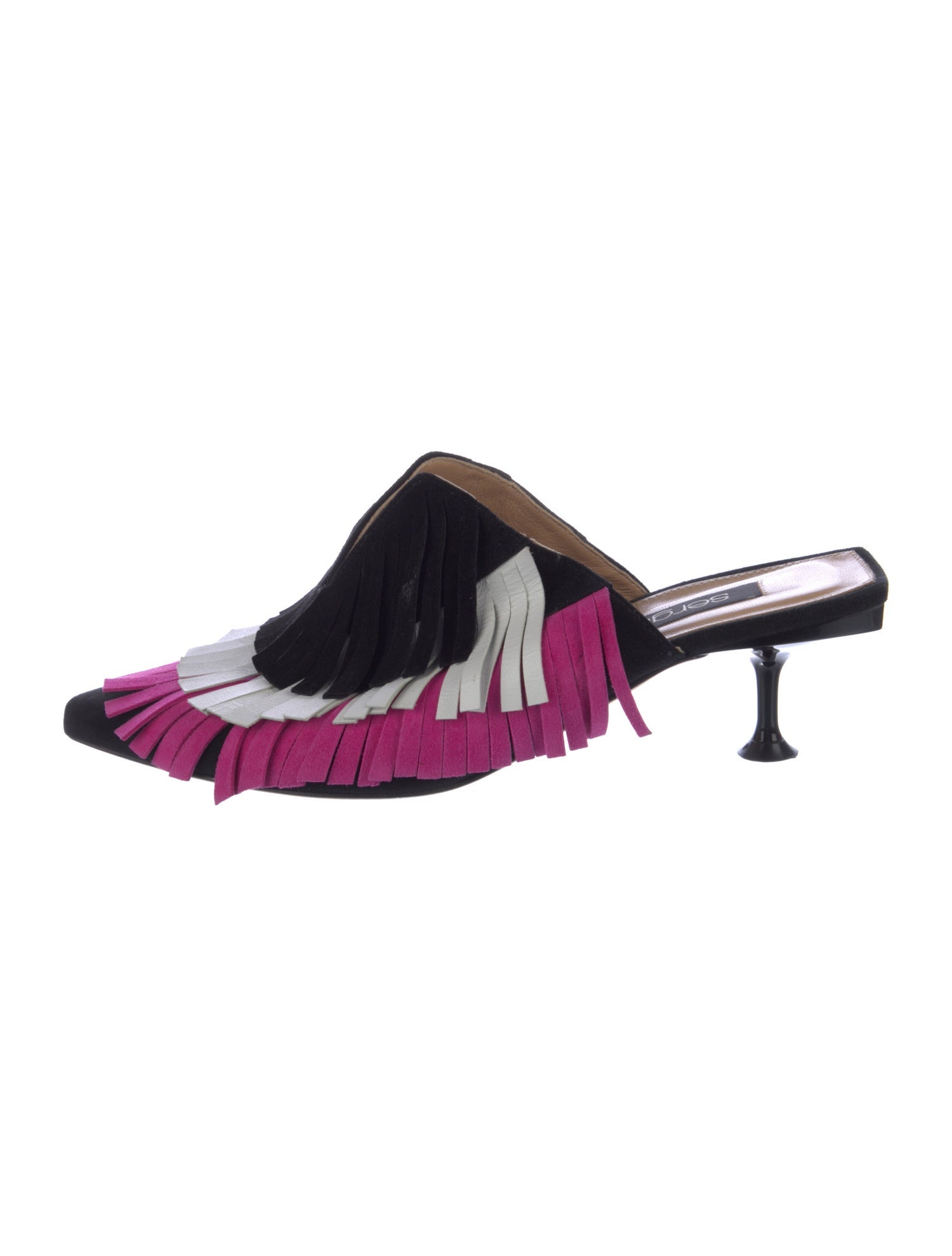 Sergio Rossi Suede Colorblock Pattern Slides