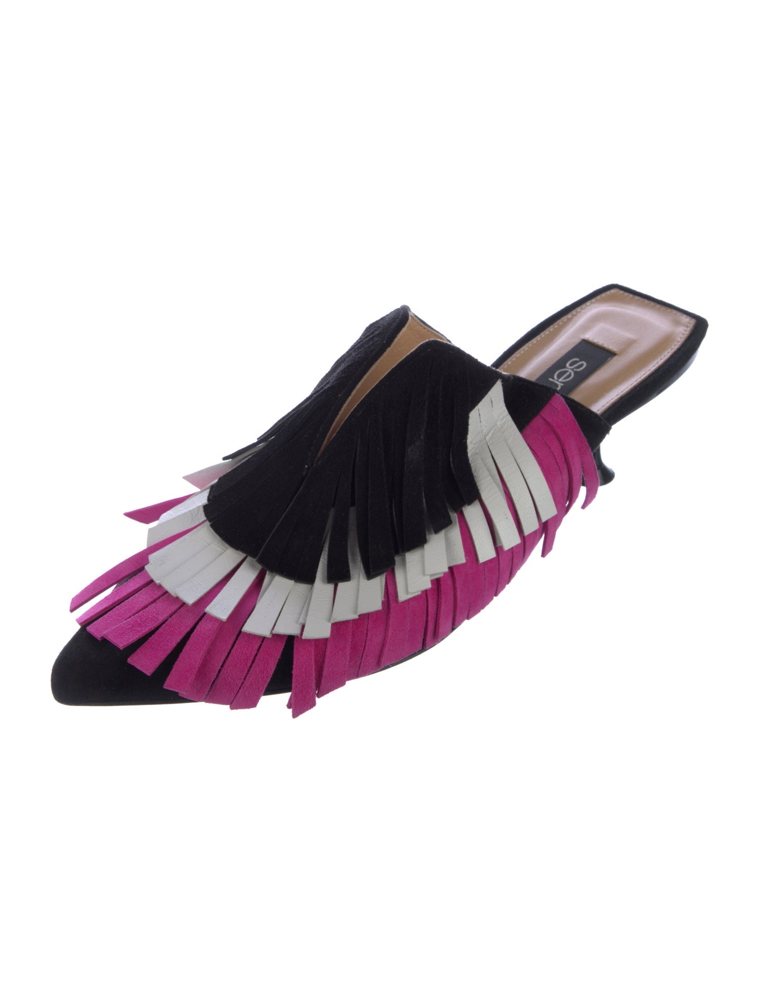 Sergio Rossi Suede Colorblock Pattern Slides