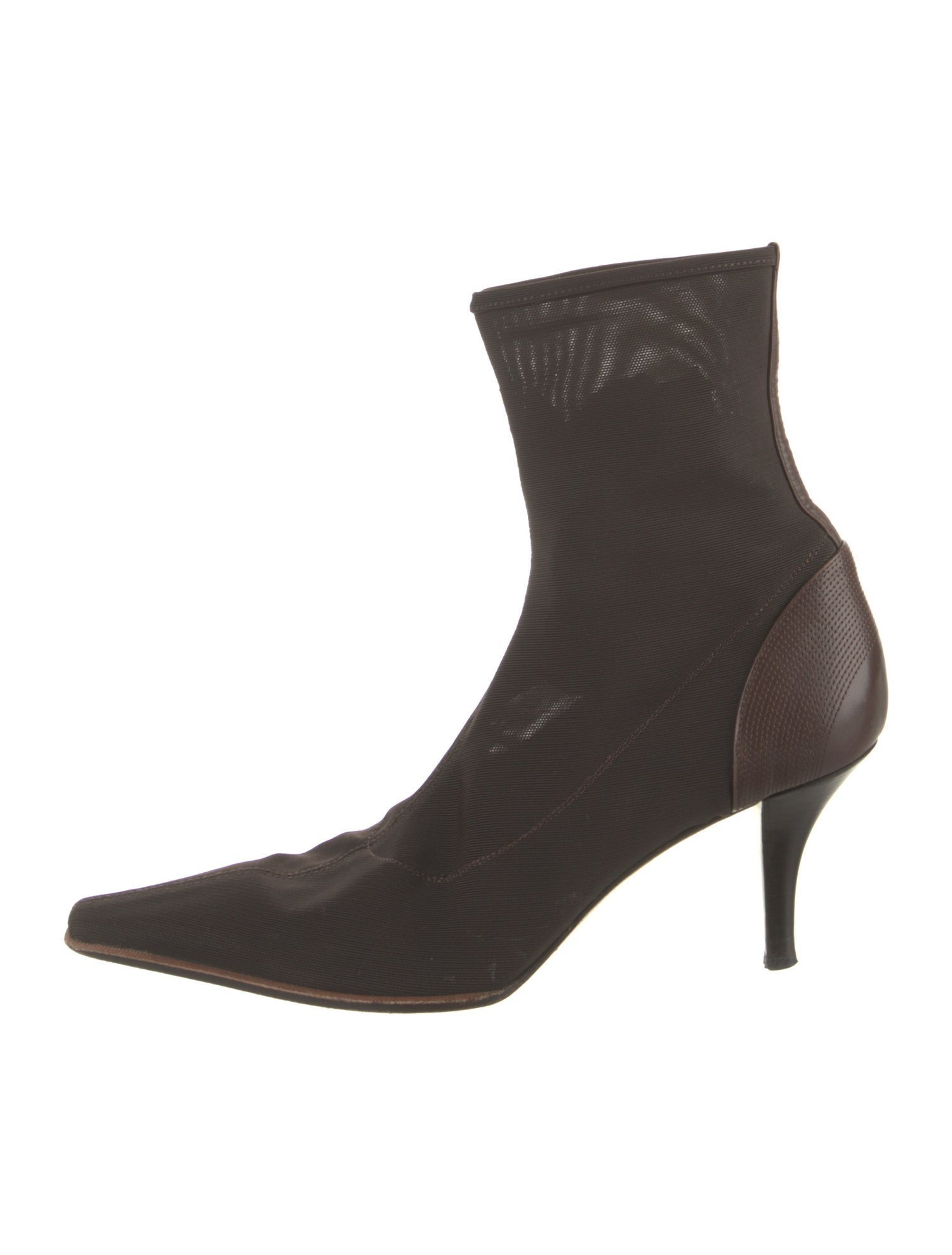 Sergio Rossi Leather Trim Embellishment Sock Boots