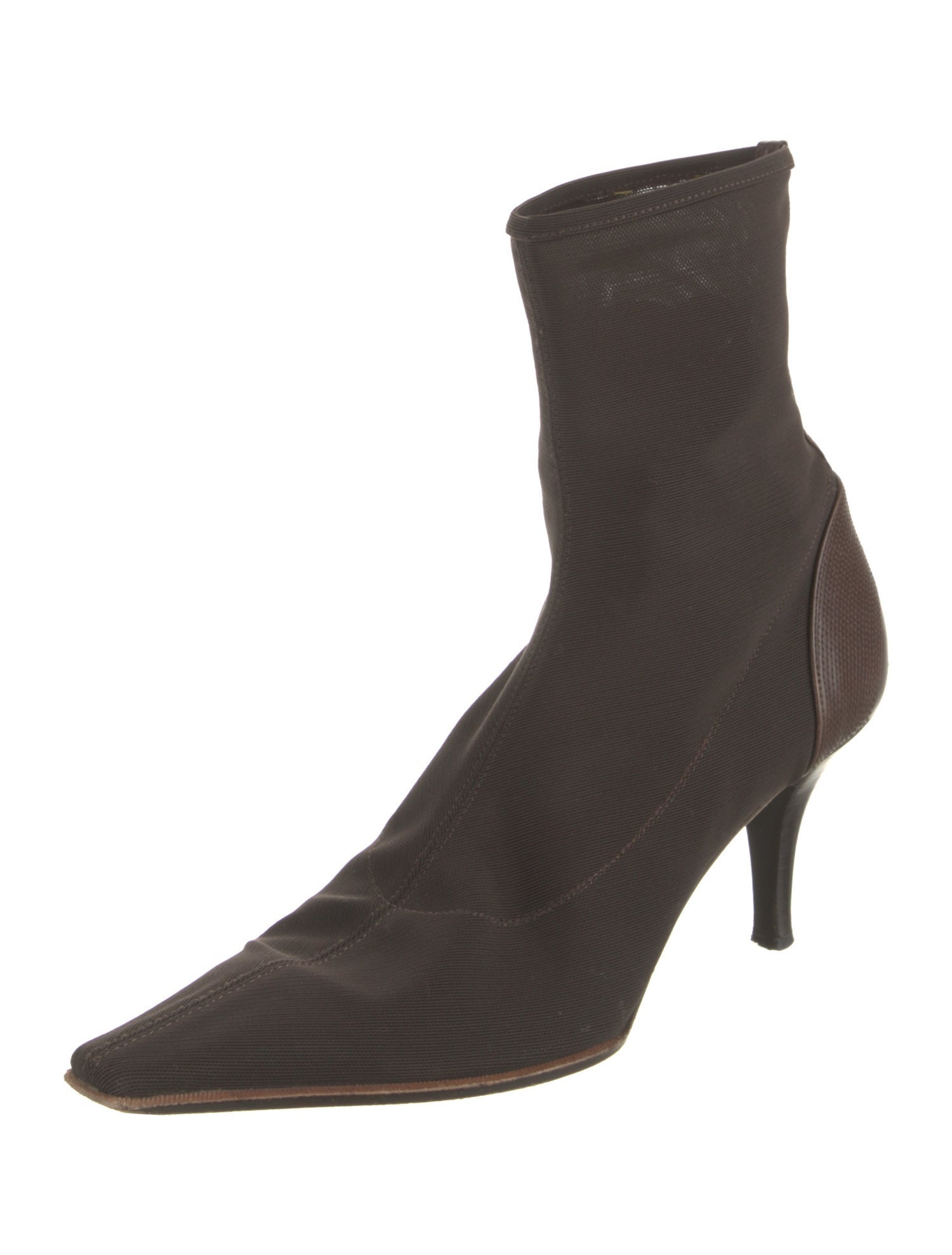 Sergio Rossi Leather Trim Embellishment Sock Boots