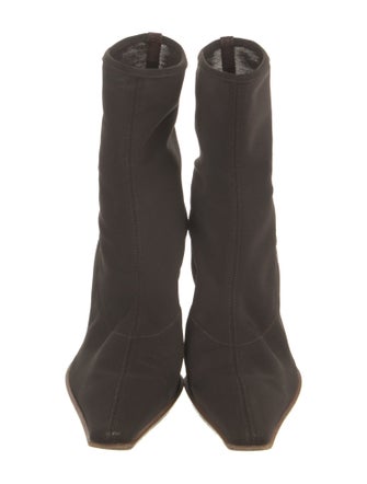 Sergio Rossi Leather Trim Embellishment Sock Boots
