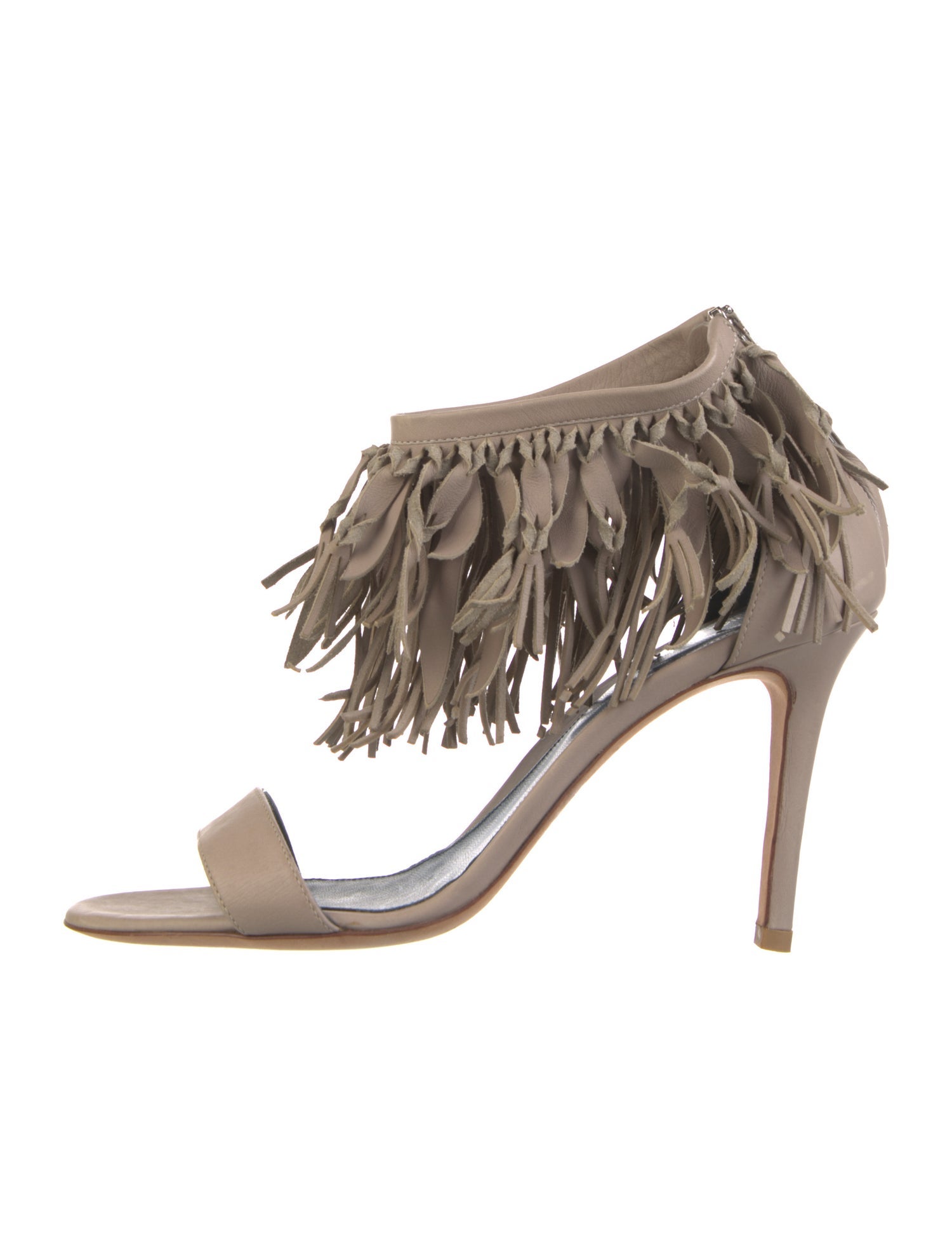 Sergio Rossi Leather Fringe Trim Accent Sandals