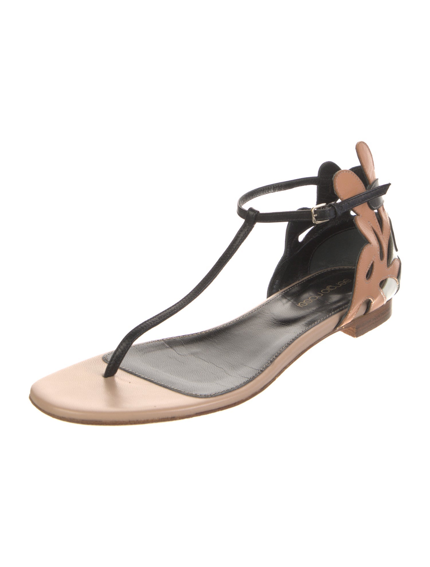Sergio Rossi Leather T-Strap Sandals