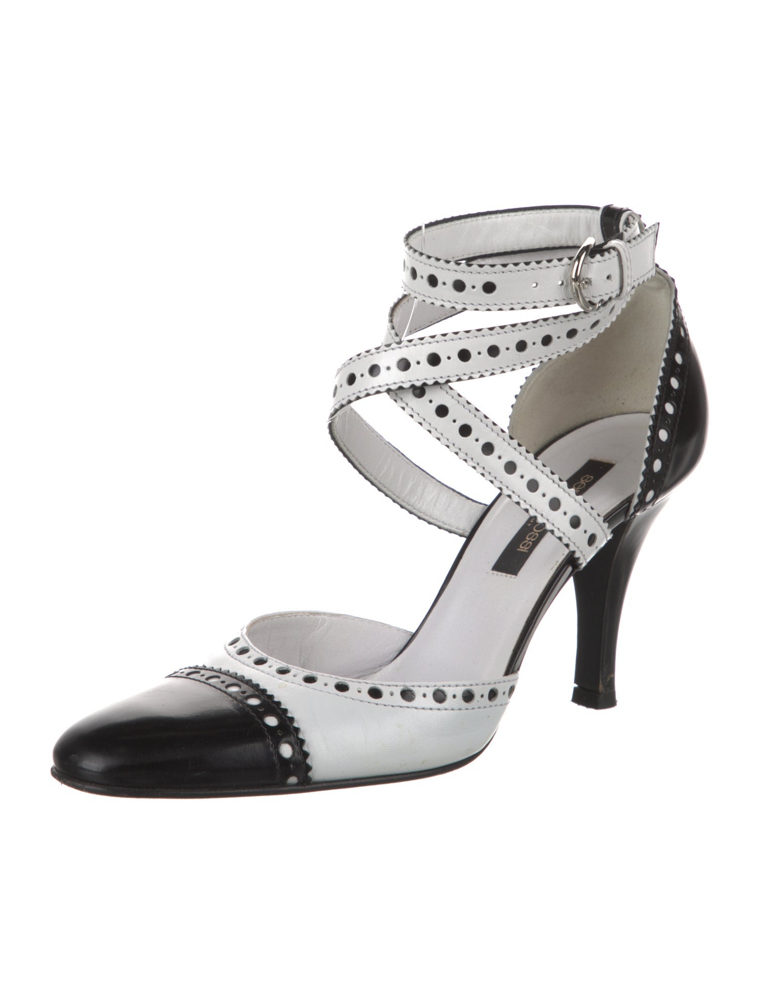 Sergio Rossi Leather Colorblock Pattern D'Orsay Pumps