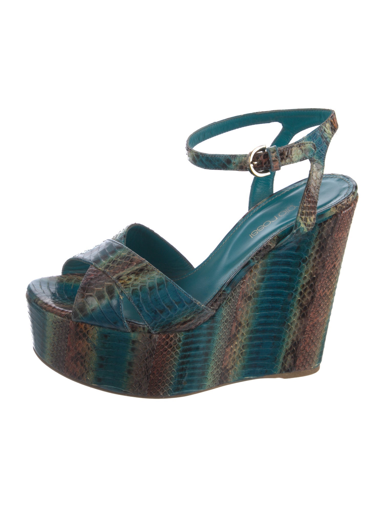 Sergio Rossi Leather Animal Print Sandals
