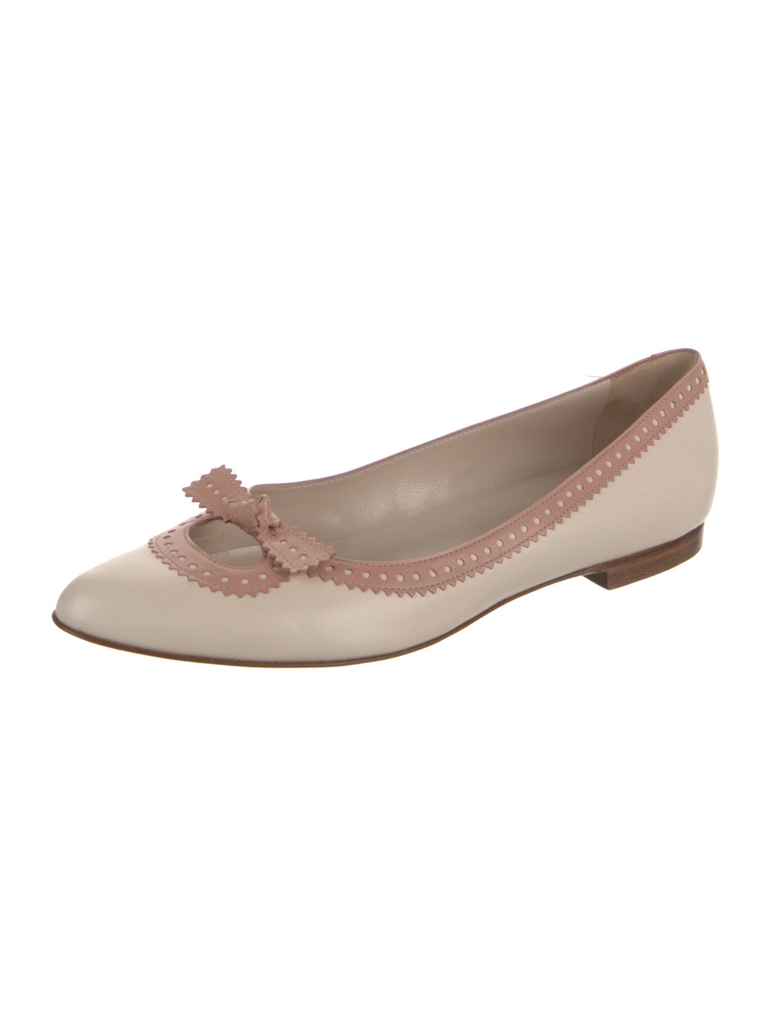 Sergio Rossi Leather Colorblock Pattern Ballet Flats