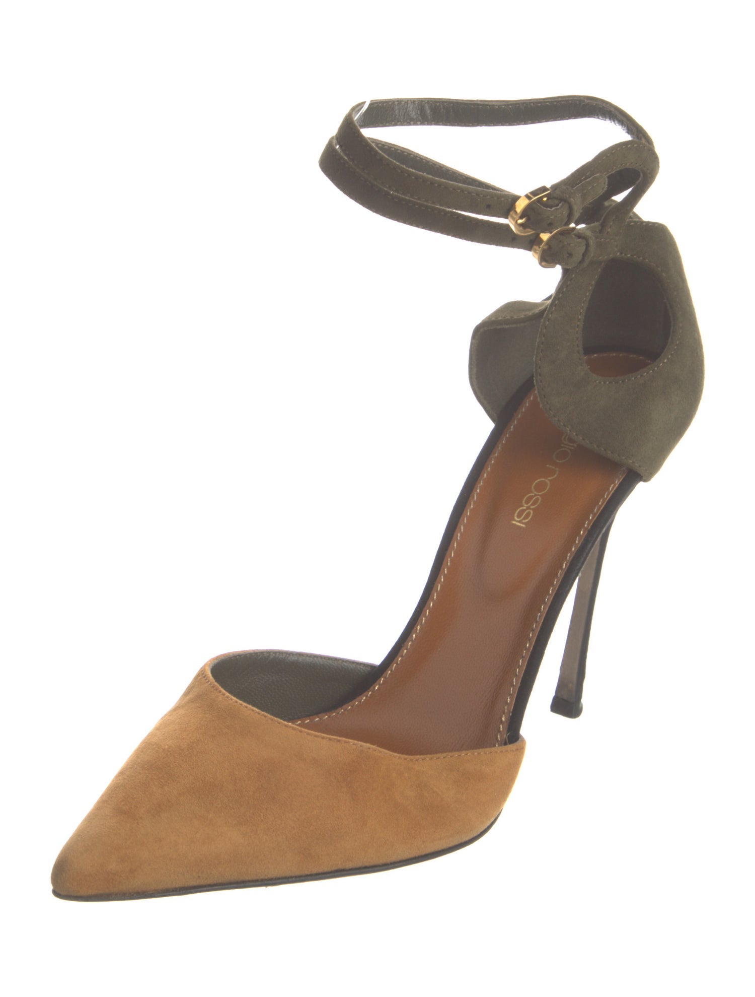 Sergio Rossi Suede Colorblock Pattern D'Orsay Pumps