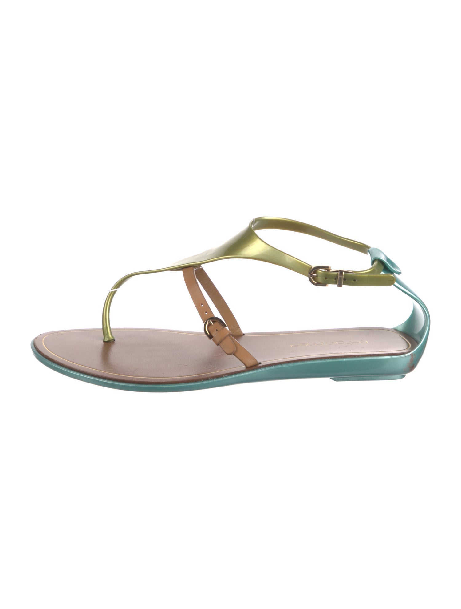 Sergio Rossi Rubber T-Strap Sandals