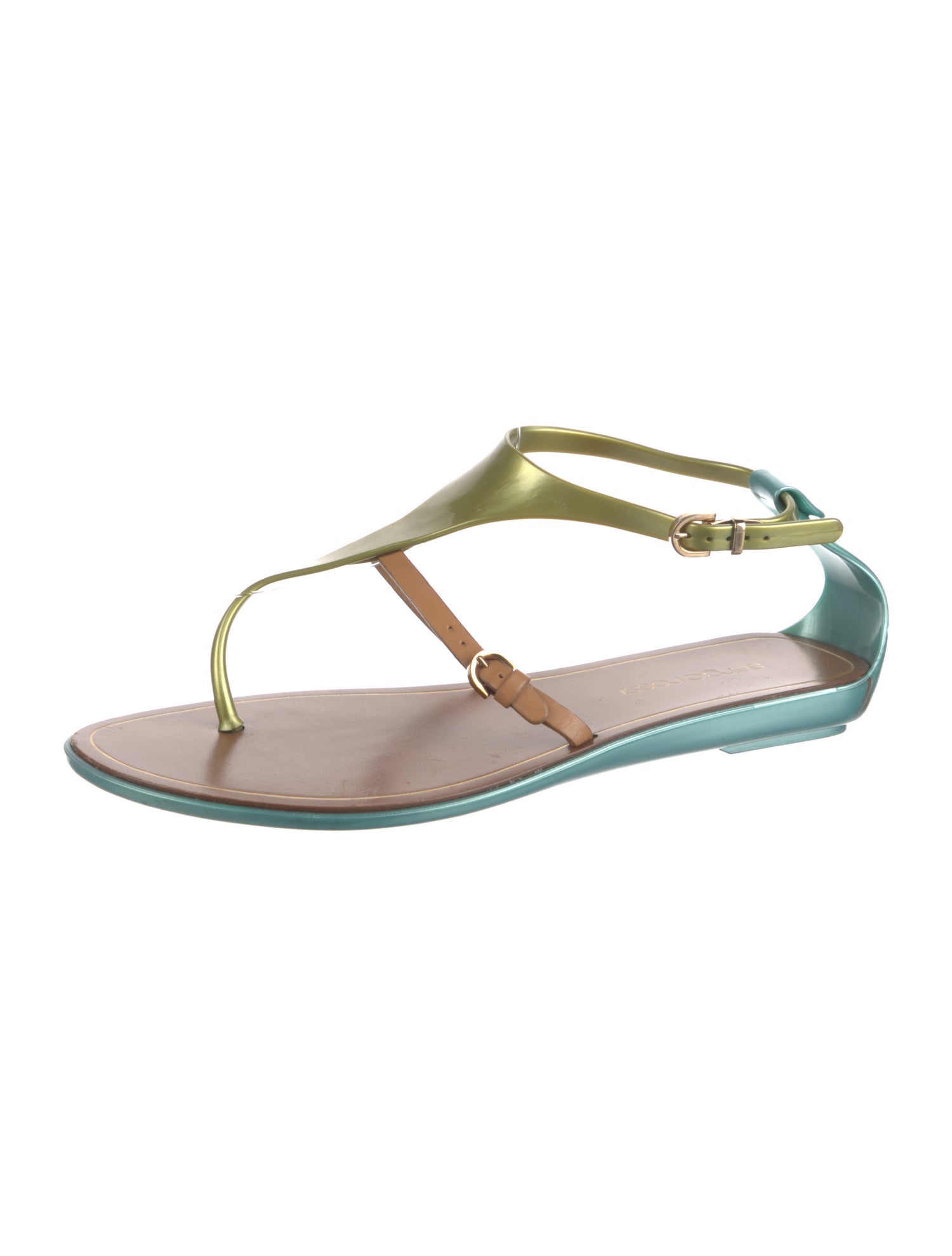 Sergio Rossi Rubber T-Strap Sandals