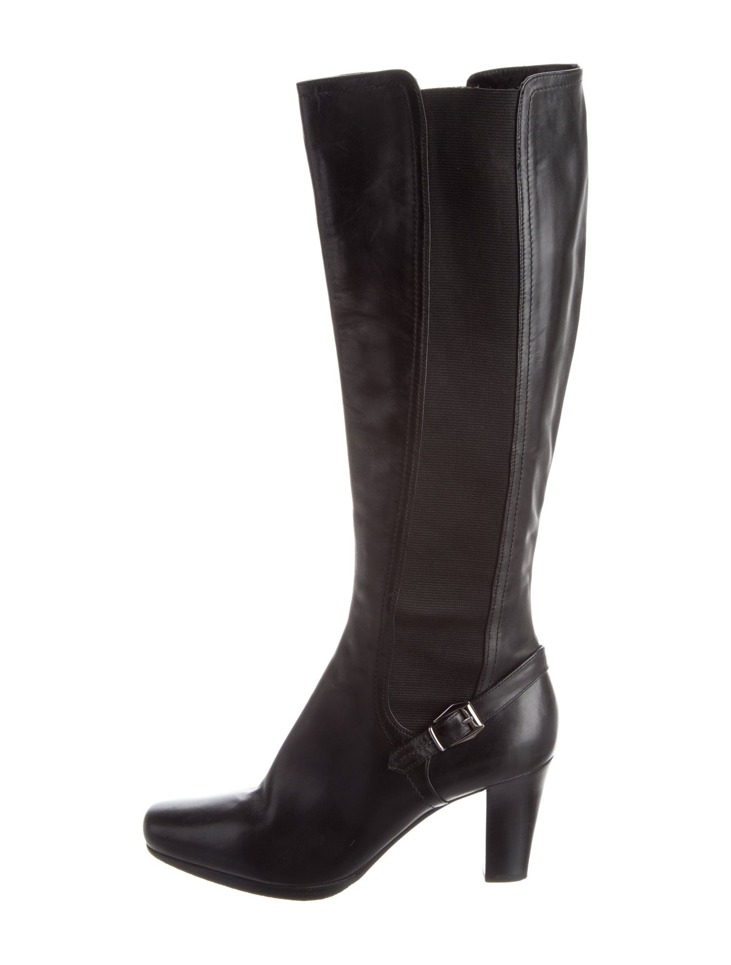 Sergio Rossi Leather Embroidered Accent Riding Boots