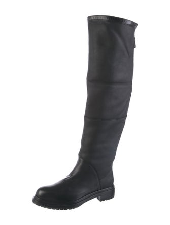 Sergio Rossi Leather Embroidered Accent Boots