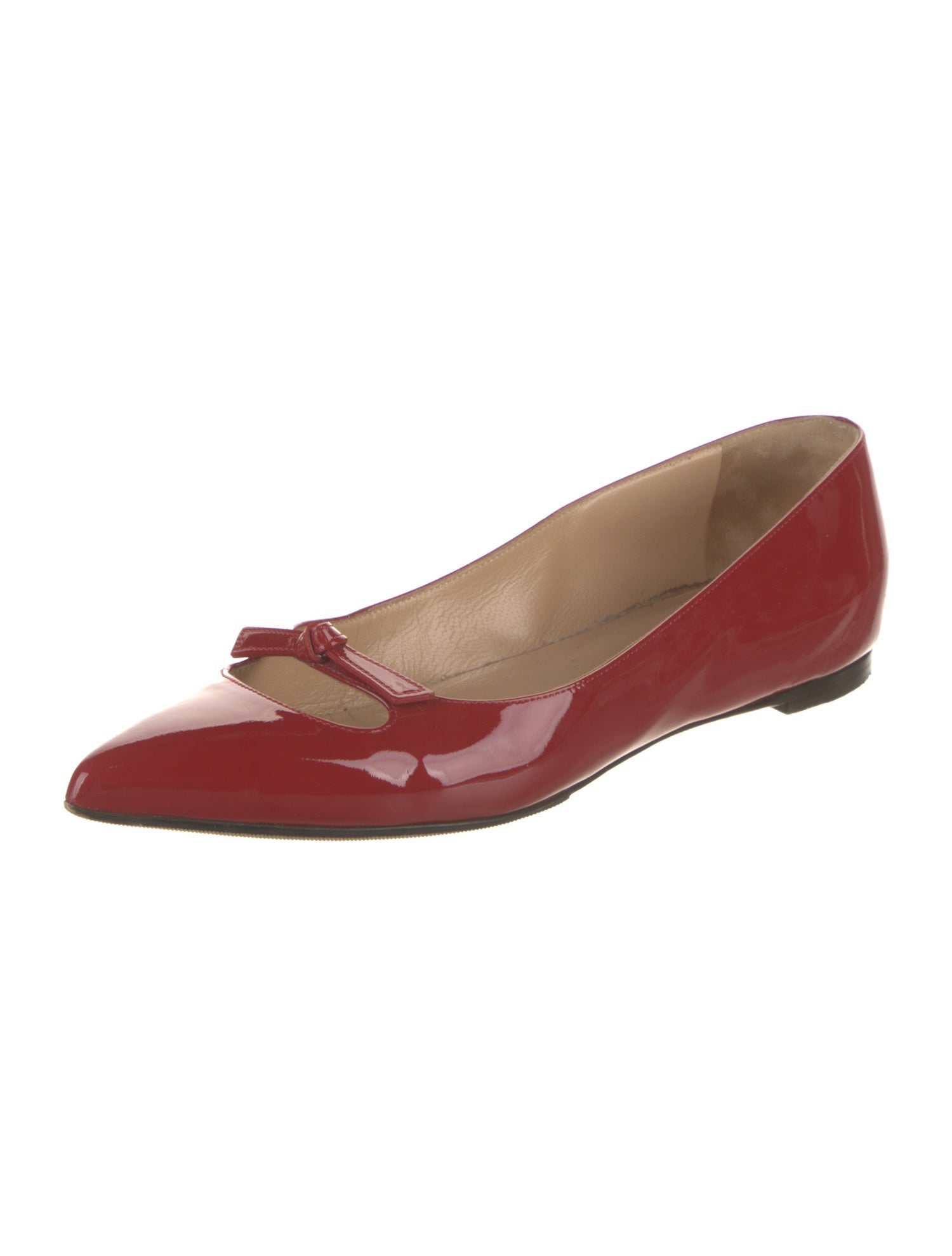 Sergio Rossi Patent Leather Bow Accents Flats